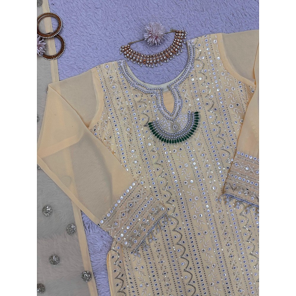 Beige designer work eid special salwar suit 