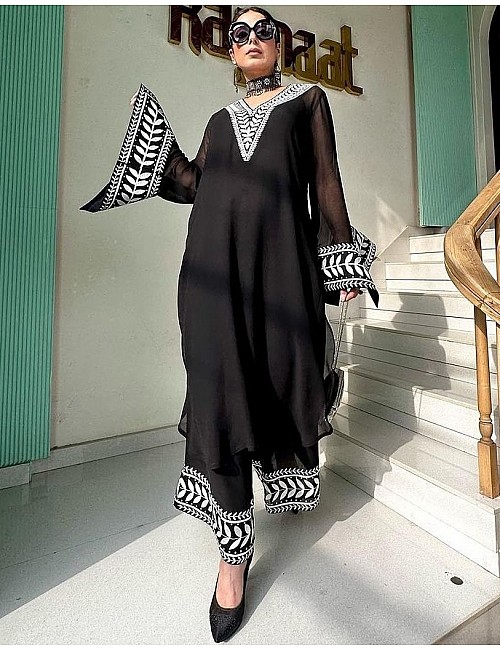 Black stylish eid special palazzo suit