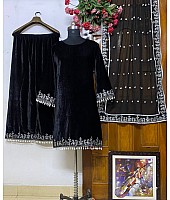 Black velvet party wear salwar suit