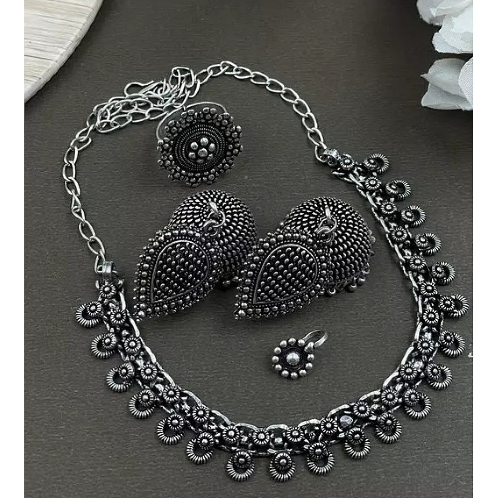 German silver oxidised peacock multi jewelry set