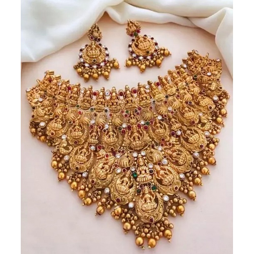 Gold plated alloy laxmi traditional heavy jewellery set