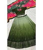 Green chinon silk lehenga ceremonial choli