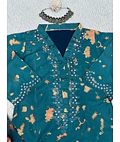 Green crepe print and seqeuence work salwar suit