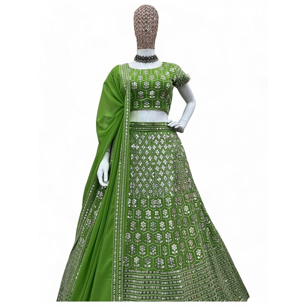 Green heavy work designer wedding lehenga choli