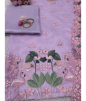 Lavender designer unstitched organza salwar suit