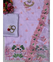 Lavender designer unstitched organza salwar suit