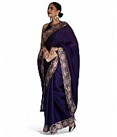 Navy blue georgette designer wedding saree