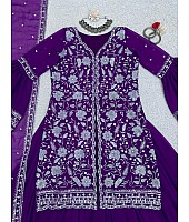 Purple georgette indowestern palazzo suit