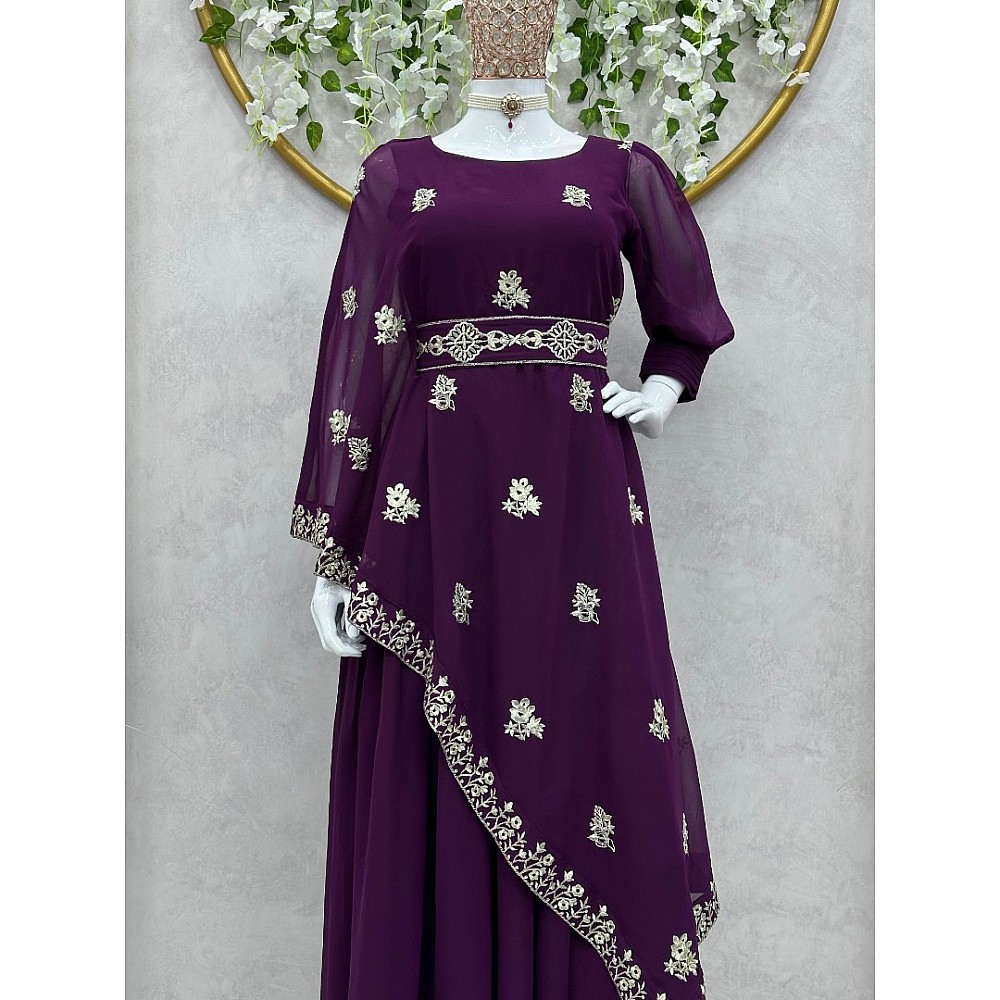 Purple indowestern kurti with waist belt