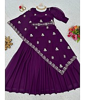 Purple indowestern kurti with waist belt
