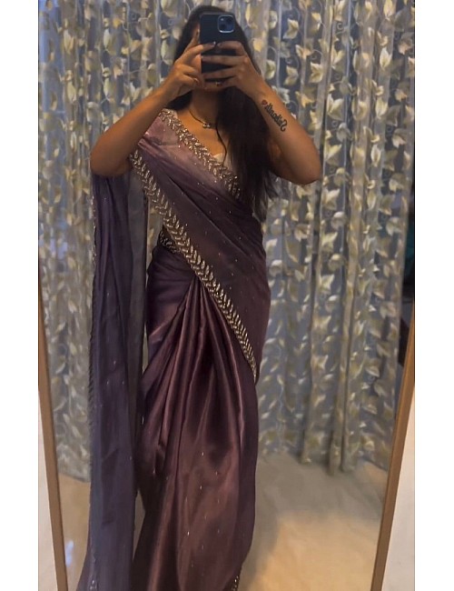 Purple stylish party wear saree