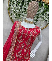 Red georgette heavy work designer palazzo suit for wedding