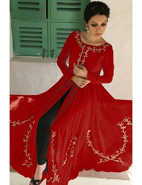 Red georgette stylish salwar suit