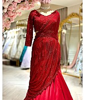 Red heavy work ready to wear designer wedding lehenga choli