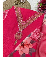 Red tibby silk unstitched salwar suit