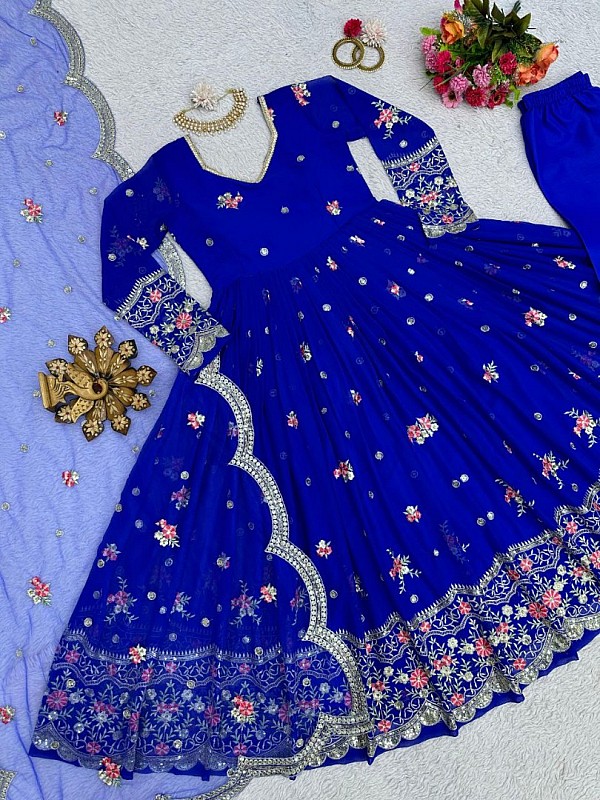 Royal Blue Wedding Dress With Train Zipper Sleeveless Natural Waist Satin  Fabric A-Line Long Bridal Gowns — Bridelily