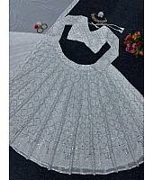 White georgette heavy work designer wedding lehenga choli