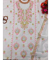 White organza designer unstitched salwar suit