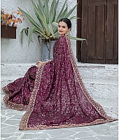 Wine kasturi silk heavy work wedding saree