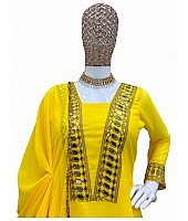 Yellow designer palazzo suit