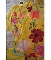 Yellow floral print alia cut suit