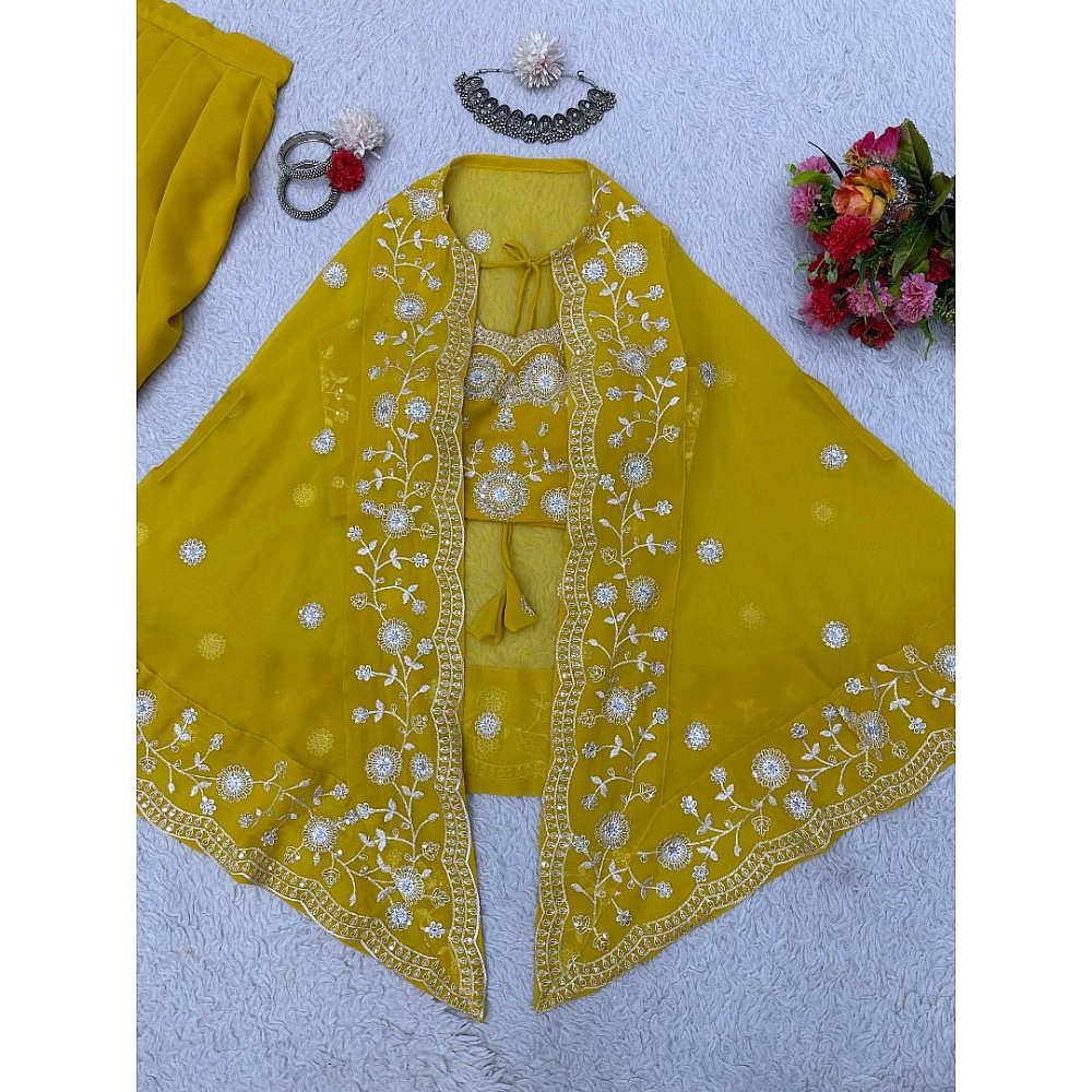 Yellow indowestern dhoti suit with jacket