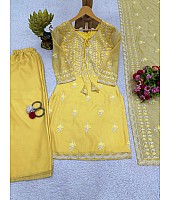 Yellow organza plazzo suit for summer
