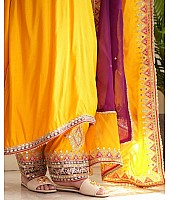 Yellow tafeta silk thread sequence work salwar suit