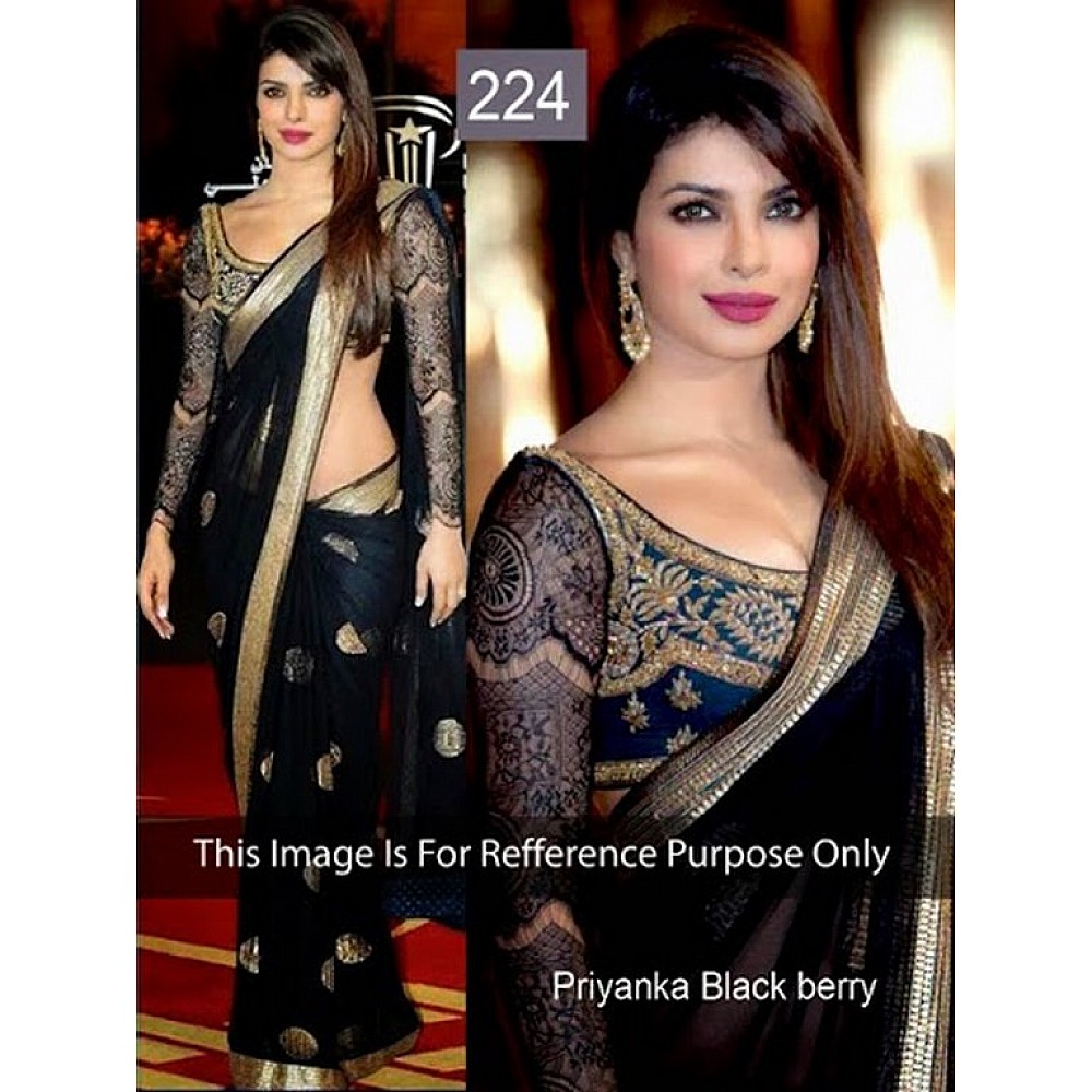 priyanka chopra blackberry queen beautiful saree with pretty blouse pattern