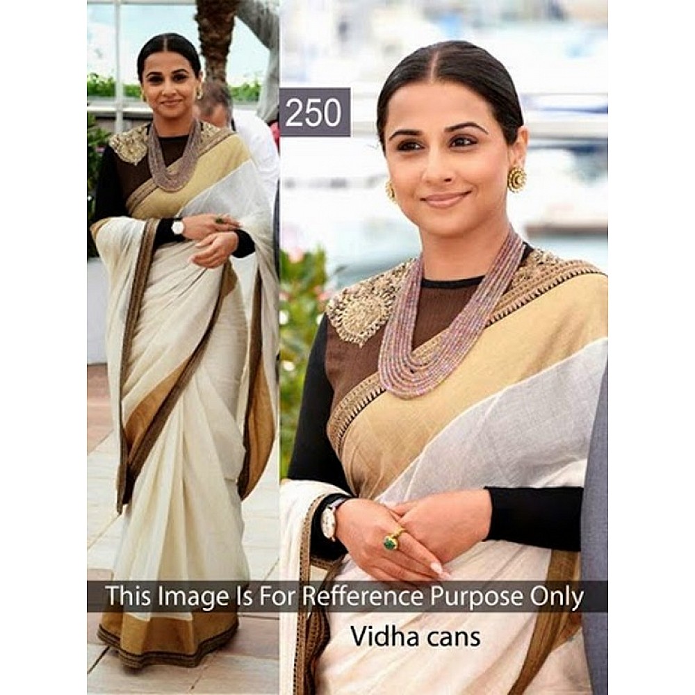 vidha balan cans white beauty saree