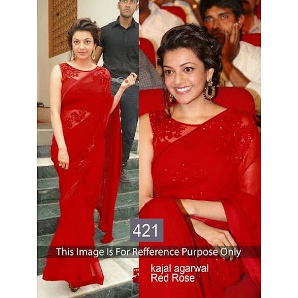 kajal agarwal beautiful red saree