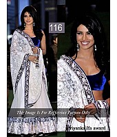 Priyanka ifa award white saree with velvet blouse