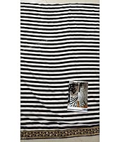 Stylist black and white strip embroidered partywear saree