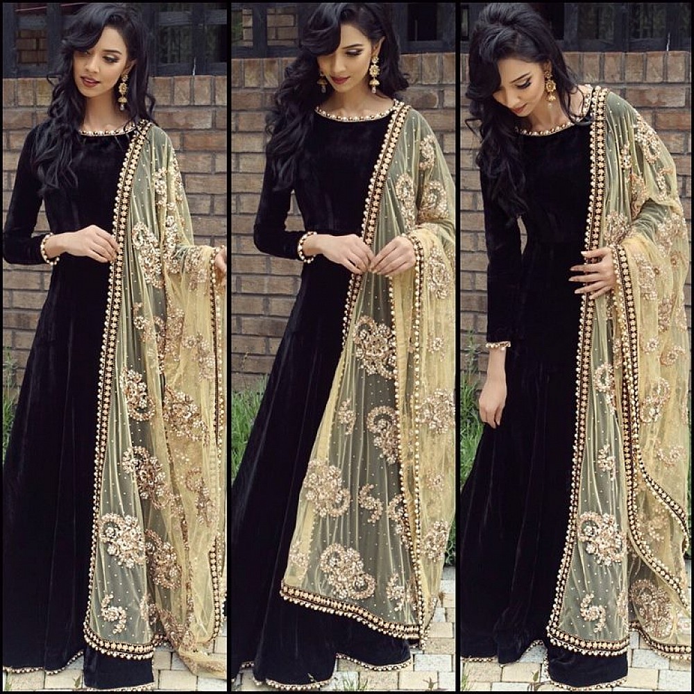 Stylist Black embroidred Ceremonial Salwar Suit