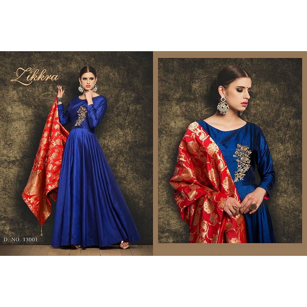 Stylist Blue embroidered Ceremonial Gown