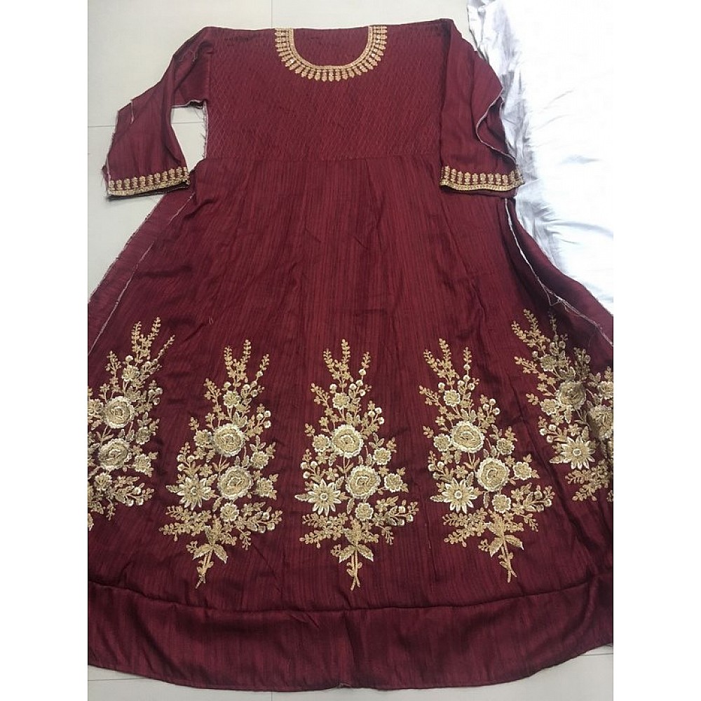 Stylist Coffee embroidered Ceremonial Anarkali Suit