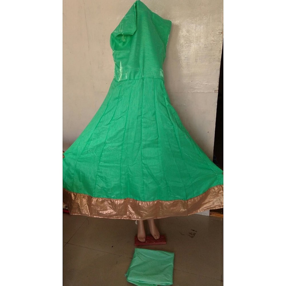 Stylist Green Pista Plain Ceremonial Anarkali Suit