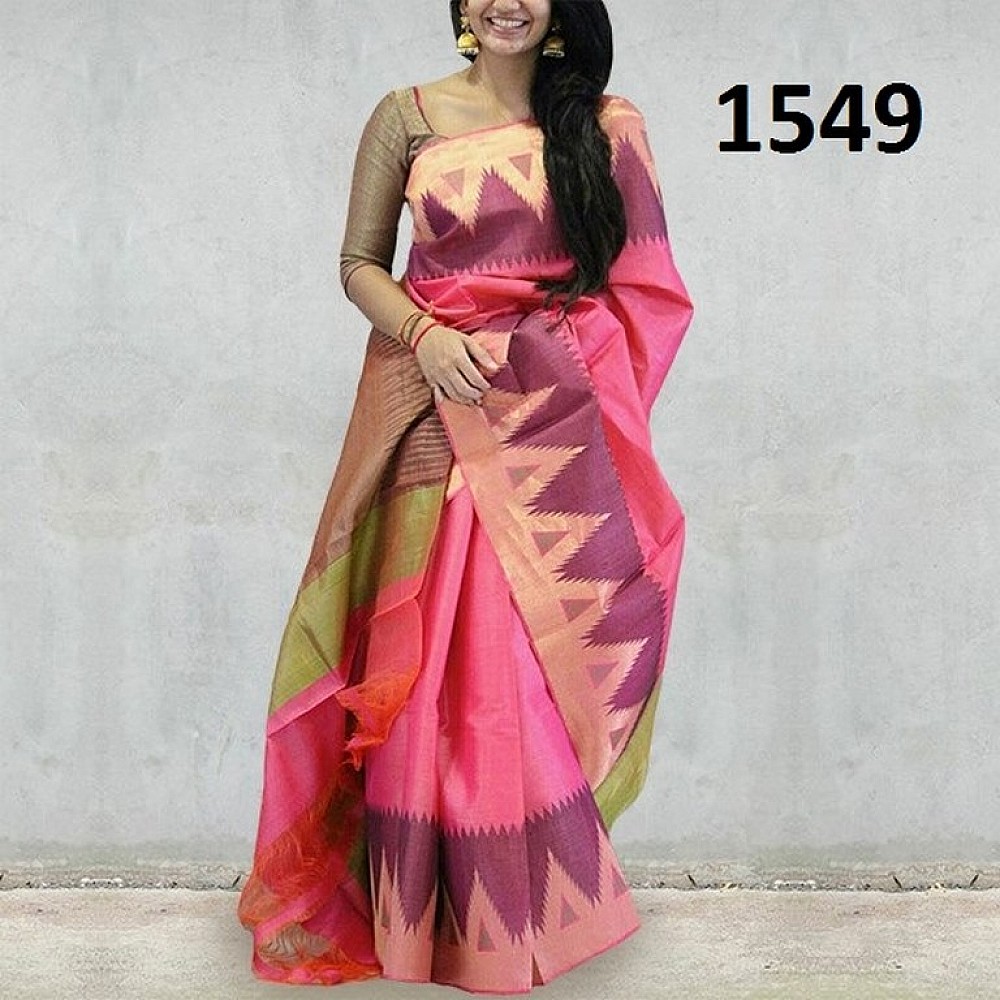 Stylist Pink Printed Ceremonial Saree