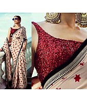 Stylist start printed georgette partywear saree with sequence work blouse