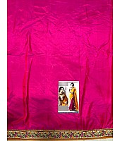 wedding wear yellow and pink half half embroidered saree