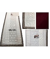 white georgette embroidered saree