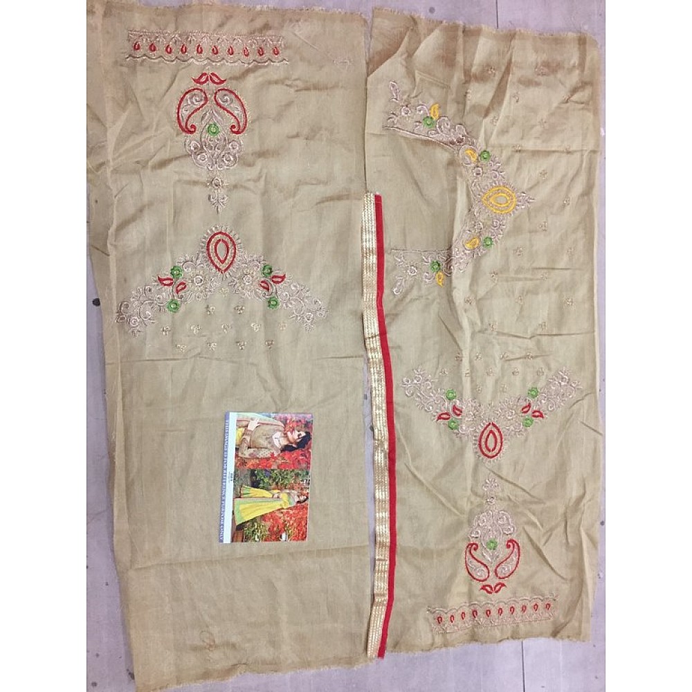 yellow slub silk designer embroidered wedding saree