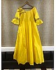 yellow tapeta silk anarkali suit with printed dupatta