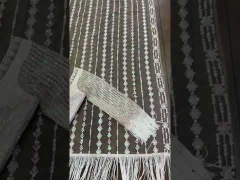 White net heavy sequence thread work wedding saree