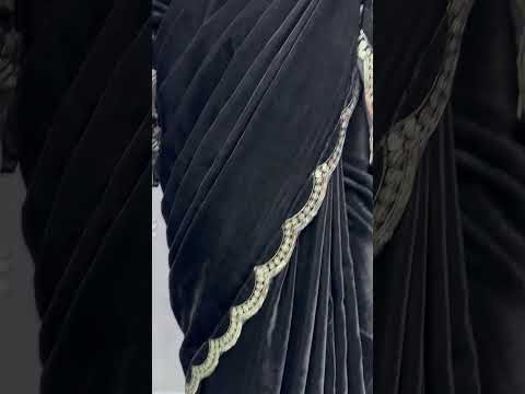 Black velvet thread sequence work party wear saree