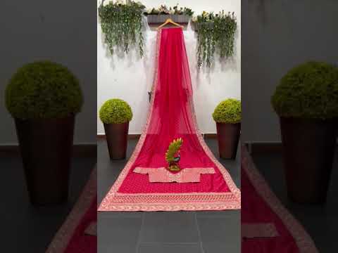 Red silk heavy embroidery work designer wedding saree