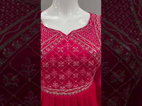 Pant Suits : Pink malay satin silk embroidery worked salwar ...